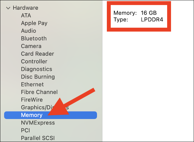 Haga clic en la memoria para ver el tipo de RAM de su Mac