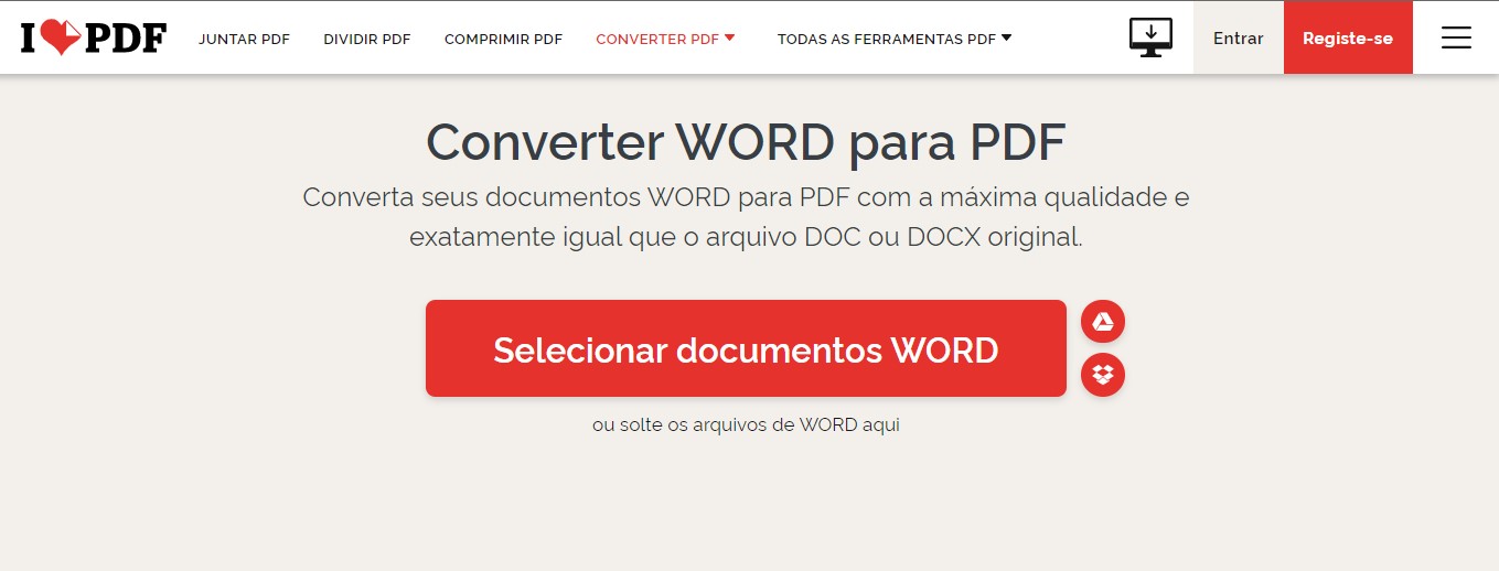 IlovePDF - 4 formas de convertir Word en PDF