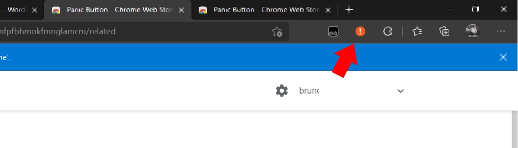 Para ocultar pestañas en Google Chrome, toque el icono del botón de pánico en la esquina superior derecha.
