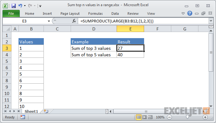 Suma de valores mayores que n - Cómo agregar en Excel