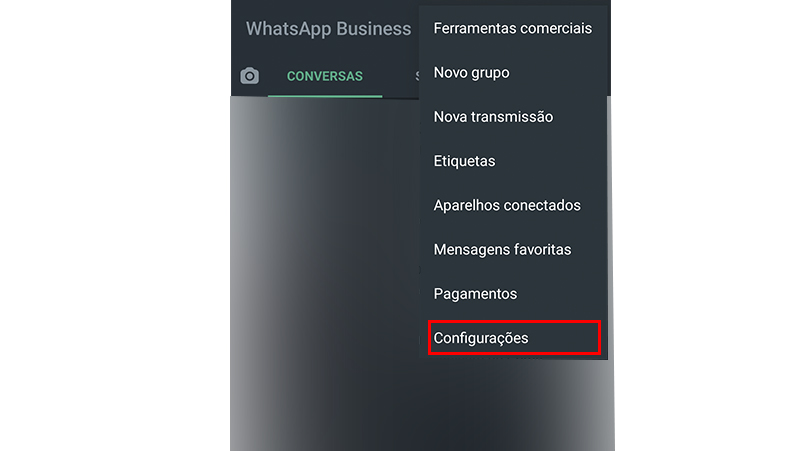 Ir a la configuración en WhatsApp Business